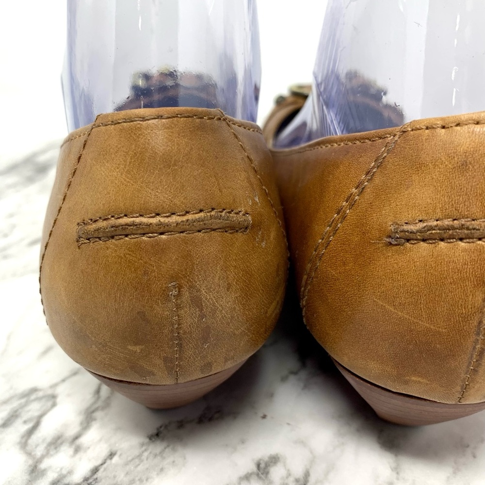 Jessica Simpson Brown Leather Ballet Toe Buckle Wedge Flats 8.5 Classic Preppy - Picture 12 of 16
